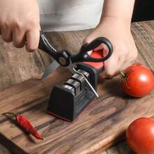 1pc 4-In-1 Professional Knife Sharpener - Tungsten Carbide, ABS & Ceramic Sharpening Stones - Kitchen Gadget & Household Essential