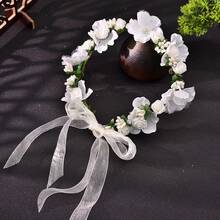 1 件女士头带，森女风格仿真花环，适合新娘、海滩度假、摄影配件、伴娘发饰情人节情人节 - 白色 - 查看 15
