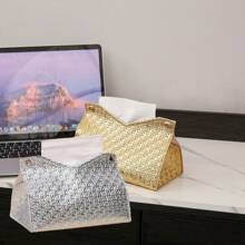 1pc Conjunto de porta-toalhas de rosto com padrão de tecido em relevo de cor sólida, suporte de tecido composto grosso para mesa, suporte para lenços de papel para escritório, sala de jantar, bar, sala de estar ou quarto