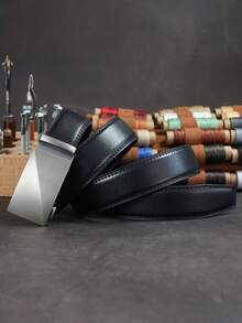 Genuine Leather Ratchet Belt For Men - Adjustable Automatic Buckle, Versatile Casual Business Style, Alloy Buckle, High-Quality Leather Panel, Easy To Wear And Suitable For Any Occasion Summer, School Fall, Autumn, Halloween Autumn-Winter Accessories,Suitable For Teens, Youth,Men,Casual, Outdoor, Athletic, Vacation, Graduation Gifts, Birthday, Daily Wear