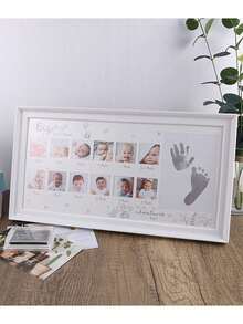 1 件“我的第一年婴儿儿童成长证书”相框、壁挂和桌面展示、塑料字母装饰框，适用于里程碑婴儿洗礼复活节礼物，适合男孩/女孩