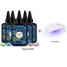 100g/200g UV Resin Kit With 6 W UV Light - Upgraded Hard Type Crystal Clear Resin For Craft Jewelry Making