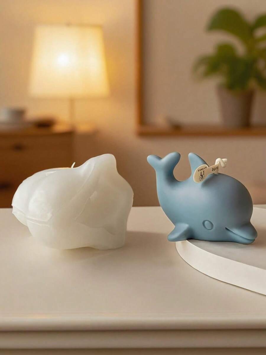 3D 海豚硅胶模具 | 可爱的海洋设计,适用于香薰蜡烛/树脂/石膏/肥皂工艺品 - 不粘工具,完美的情人节礼物,适合情侣、家居装饰和手工礼物 - 白色 - 查看 1
