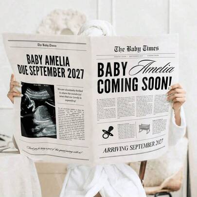 1 Tờ báo thông báo mang thai, Báo thông báo cỡ lớn, Thông báo mang thai bằng báo, Quà tặng báo 28x43CM, Dùng cho đồ dùng học tập, Chuẩn bị năm học mới, Đa chức năng, Trang trí, Tái sử dụng, Hiện đại, Dễ thương, Cổ điển, Hoạt hình, Kawaii, Tùy chỉnh, Cá nhân hóa, Theo yêu cầu, Nhân viên, Khách hàng, Danh thiếp tùy chỉnh có logo, Tự làm, Thanh thiếu niên