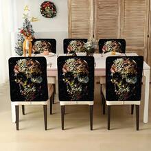 1 pièce/4 pièces/6 pièces/10 pièces Housse de chaise en peluche courte imprimée de fleurs et de crânes pour Halloween, housse de chaise amovible en tissu peluche courte, protecteur de de chaise, housse décorative de chaise de salle à manger, convient pour toutes les saisons, housse de chaise décorative pour salle à manger, salon, maison, avec protection du , convient pour restaurant, bureau, salon, hôtel et décoration de la maison - ZYBT-047 - Voir 13