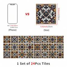 24PCS- Nordic Home Tile, Self-Adhesive Wall Stickers, Kitchen Bathroom Bedroom Living Room Dining Room, Waterproof, Oil And Moisture Proof, Decorative Tile Stickers, Wall Renovation Floor Stickers For Home Decor