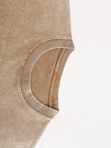 250g Heavyweight Washed Cotton Crew Neck T-Shirt - GOD IS GOOD Double-Sided Vintage Distressed Graphic, Unisex Oversized Loose Fit Casual Streetwear, Brown With Pink & Blue Lettering For Men & Women, Spring Summer Casual Attire, Easter & Festival Outfits - Màu cà phê - Xem 2