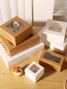 4pcs/8pcs 2/4/6/12 Cavity Cupcake Boxes With Clear Window, Muffin Cups, Pastry, Dessert, Tart, Mousse Cake, Bakery Packaging For Afternoon Tea - Multicolor - View 6