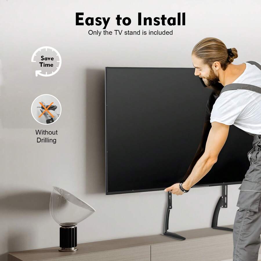 Black Universal TV Stands,For LCD LED 32-75 Inch TV Table Legs Feet,Height Adjustable - Black - View 1