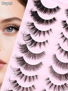 欧野3号10对立体舒适狐狸猫眼睫毛，适合新手训练和日常佩戴