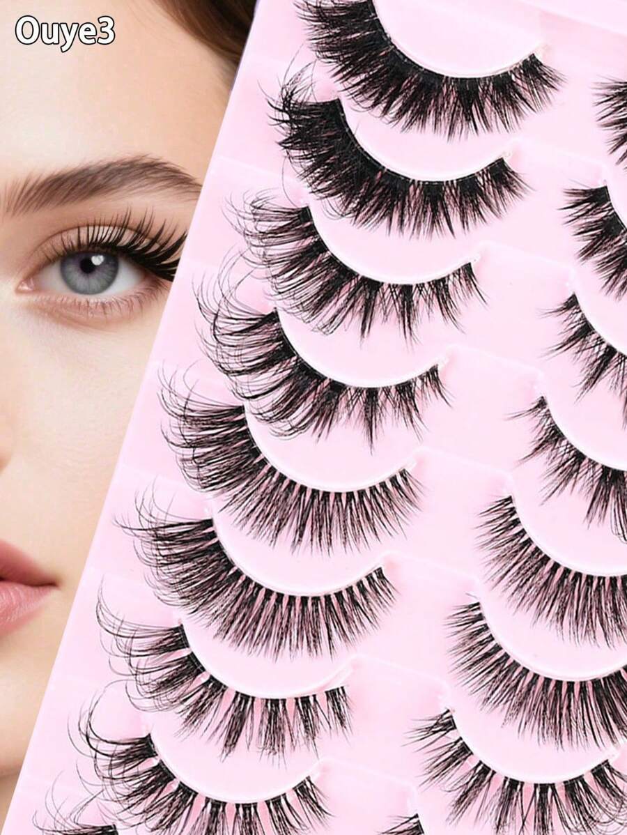 欧野3号10对立体舒适狐狸猫眼睫毛，适合新手训练和日常佩戴