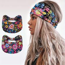 4 Packungen Vintage Paisley Muster Stirnbänder, bunte Bandana Sport Schweißbänder, Yoga Haarzubehör, Boho Stil, Polyestermaterial elegante Haarbänder