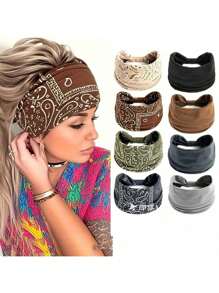 4 Packungen Vintage Paisley Muster Stirnbänder, bunte Bandana Sport Schweißbänder, Yoga Haarzubehör, Boho Stil, Polyestermaterial elegante Haarbänder