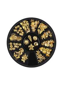 海洋主题金属铆钉水钻填充饰品饰品材料星星贝壳3D美甲装饰DIY配件美甲用品指甲美甲宝石 - 彩色 - 查看 3