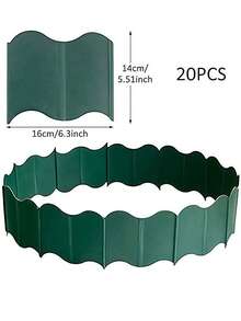 20PCS Decorative Garden Edging Fence - Plastic Lawn Divider-Landscape Border For Lawn, Flower Beds & Grass, DIY Corrugated Plastic Garden Edging - Durable Yard & Road Plant Palisade - Interlocking Design Garden Border Fence - Weather-Resistant Landscape Edging Panels - Flexible Garden Fence For Flower Beds, Lawn Edge, Driveway, Walkway, Or Backyard Decoration - màu xanh lá - Xem 8