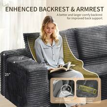 106'' Cloud Sectional Couch With L-Shape Chaise, (Grey) Boneless Sofa With Deep Seat, Modern Modular Couch For Living Room Bedroom, No Assembly Required, Comfy Plush Corduroy Fabric ,Sofa De Sala,Couch,Sofa Cama,Muebles Para Sala,Couch For Living Room, Living Room Furniture, Muebles, Bedroom Furniture Set, Recliner Chair For Adult, Living Room Set Furniture.