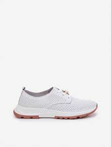 Women's Breathable Casual Solid Color Walking Sneakers - White - View 7
