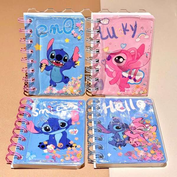 4 Stücke Disney Cartoon Spiralhefte, Stitch Hefte, Schulplaner, Taschenhefte, Hefte, Studententagebücher, Lieblingsgeschenke zum Geburtstag für Studenten, Skizzenbücher, Notizblöcke, Schulmaterial, Studentenpreise, Schulmaterial für den Schulanfang, erhältlich in 1/2/3/4 Stücke