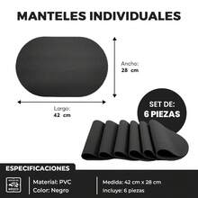 Set de 6 Manteles Individuales Antideslizantes y Reutilizables – Impermeables, Decorativos y Fáciles de Limpiar para Embellecer tu Mesa con Estilo - Negro / Net - Ver 3