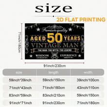 2D 1pc New Year Men's Happy 50th Birthday Banner Decor, Black & Gold Vintage 50 Years Old Birthday Backdrop Sign Party Supplies, 50th Birthday Party Photo Background Poster