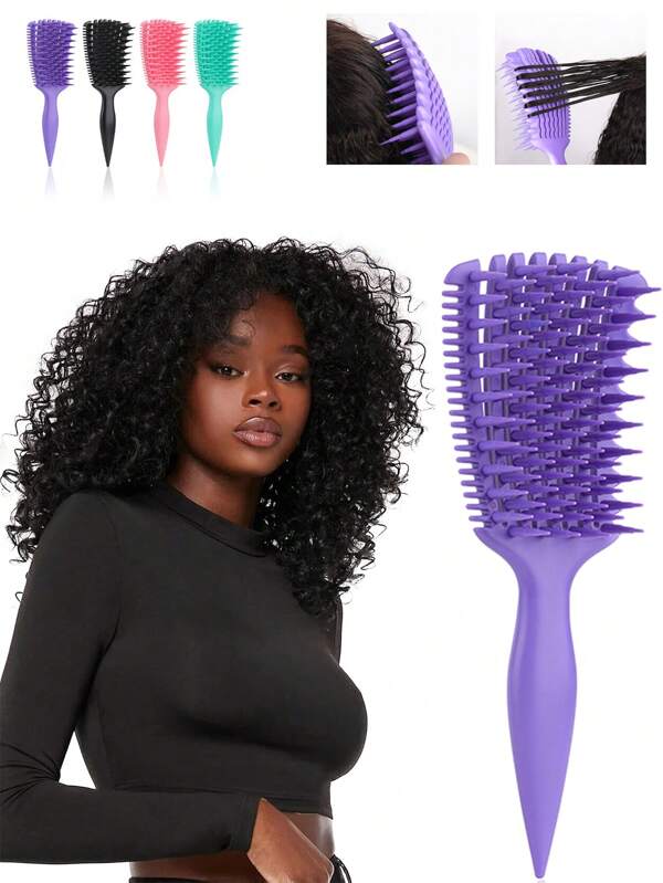 1 pièce Brosse démêlante définissant les boucles pour cheveux bouclés, crépus et frisés - Brosse à cheveux aérée et flexible pour une utilisation mouillée et sèche, anti-frisottis, légère, peigne lisse, poignée confortable antidérapante pour femmes, hommes et adolescents, idéale pour un usage quotidien, salon, voyage, soins capillaires à la maison, facile à nettoyer, options de couleurs multiples, rentrée scolaire, accessoires de voyage, accessoires capillaires pour femmes