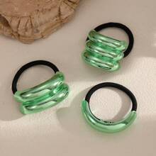 3 件几何图案休闲锌合金装饰发圈/发带，适合女性日常佩戴，马尾辫夹，发圈，发橡皮筋，发绳，发饰