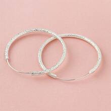 Silver Big Large Circle Huggie Hoop Earrings Women Bff Birthday Minimalist Gifts