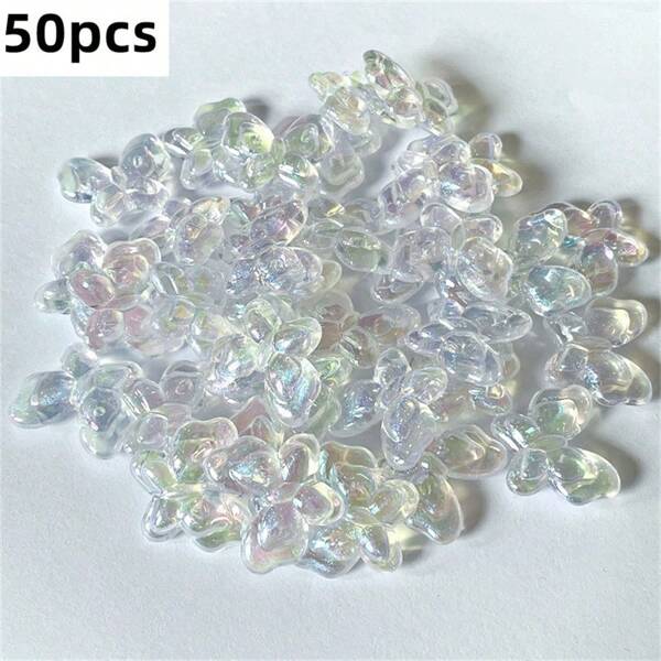 50 Peças Contas de Borboleta Acrílicas de 18 * 21mm para Produção de Joias de Moda, Contas com Espaçamento Solto, Pingentes DIY, Colares, Pulseiras, Chaveiros, Brincos, Presilhas de Cabelo, Contas Decorativas para Artesanato