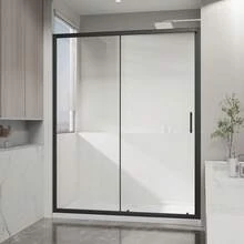 Bathroom Shower Door, Sliding Glass Shower Door,  1/5 Inch Shower Screen, Shower Panel With Stainless Steel Handle, 60 X 72Inch, Black