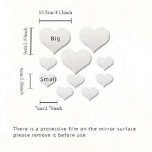 Set Of 10, Retro Style Heart-Shaped Acrylic Mirror Stickers, 3D 3D Heart-Shaped Mirror Wall Stickers, Home Decoration,Stickers,Wall Decal,Vinly Decal For Home Decorations,Spring Decoration Items Refesh Your Home,Rama Decoration Stickers Gifts Birthday Graduation