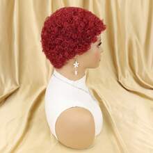 短款非洲卷发假发 150% 密度卷发玫瑰网帽棕色头发女士假发 - 优雅派对和休闲装扮，所有种族，短发假发，逼真的发际线幻觉非洲假发精灵剪裁非洲卷发假发女士 - 真人头发，非常适合派对和日常穿着，万圣节初学者友好，非常适合音乐节、狂欢节和休闲装扮，短款精灵剪裁假发，节日假发，别致的现代外观