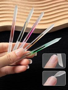 1支彩色玻璃指甲锉，圆柱形双面磨甲棒，指甲护理细节处理，指甲抛光和角质去除玻璃指甲锉 - 彩色 - 查看 2
