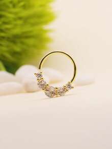 1 chiếc khuyên mũi Zirconia hình xoắn ốc hình vành tai, khuyên tai bấm vách ngăn - Vàng - Xem 14