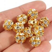 50个时尚水晶桑葚形DIY首饰吊坠 - 金黃色 - 查看 11