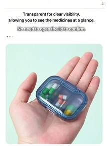 Przenośna mini apteczka, mała i łatwa do przenoszenia. Podzielona na 3 komory, idealna do przechowywania i oddzielania tabletek przyjmowanych rano, w południe i wieczorem.