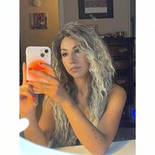MLong Curly Blonde Wigs For White Women Ash Blonde Ombre Wig Natural Fluffy Hair Thick Hairline Synthetic Wigs 26inches Long Wig Wavy8001 - OmbreBlonde - Xem 6