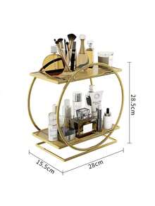 Luxury Cosmetics Storage Rack Bathroom Counter Counter Table Organizer Large Capacity Cosmetics Storage Rack, Double-Layer Desktop Metal Perfume Display Rack, Suitable For Cosmetics And Skin Care Products Dresser Storage Rack