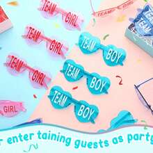 8/12 件婴儿洗澡性别揭示眼镜蓝色和粉色太阳镜无框女孩队和男孩队装饰性别揭示派对 - 彩色 - 查看 4