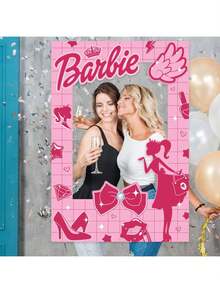 Mattel 1PC Barbie Officially Licensed Princess Doll Theme Barbie Box For Photoshoot Photo Booth Props Birthday Party Decorations Hot Pink Backdrop Birthday Photo Booth Box Party Supplies