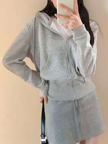 Retro American Style Cropped Hoodie Jacket For Women, Ins Short Tops For Petite, Early Autumn