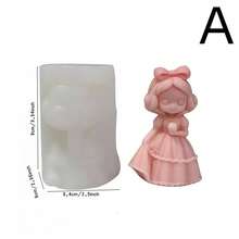 DIY女孩娃娃硅胶模具3D公主雕像树脂工艺品石膏模具可爱娃娃蜡烛香皂巧克力冰块烘焙工具 - 白色 - 查看 11