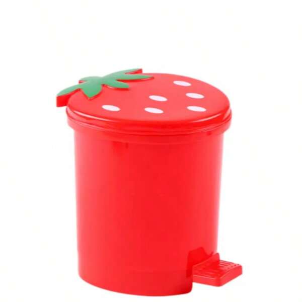 Mini lata de lixo com tampa, cesto de lixo de plástico para casa, quarto, escritório, mesa, caixa de armazenamento de lixo, desenho animado, vermelho, rosa, recipiente