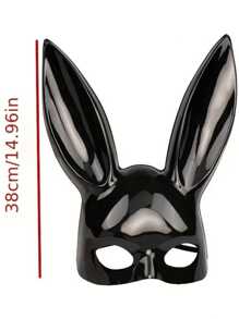 1 pièce Masque de lapin - Masque de mascarade en plastique noir et blanc brillant avec bandeau élastique, convient pour le carnaval et les costumes de fête - Design unique, durable et confortable