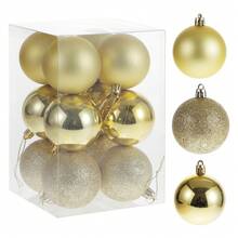 12 PIEZAS Bolas de Navidad multicolor rojo, naranja, dorado, plateado de 6cm, bolas decorativas para árbol de Navidad, colgantes para árbol de Navidad con acabado electrolítico, decoraciones navideñas para fiesta y árbol de Navidad - Multicolor - Ver 8