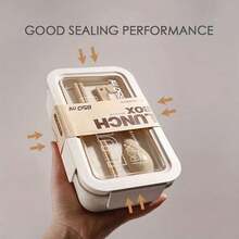 1pc Microwave Safe Lunch Box Bento Box, Plastic Wheat Straw Food Container For Home Kitchen, Portable Outdoor Camping Trip