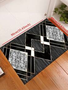 1pc Abstract Geometric Design Absorbent Non-Slip Kitchen Mat, Modern Minimalist Waterproof Quick-Dry Kitchen Carpet, Party Decor Indoor Entrance Doormat, Soft Thick Kitchen Floor Mat, Non-Slip Kitchen Decorative Rug, Easy To Clean Entryway Welcome Mat - Black and White - View 8