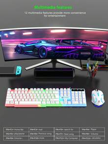 AKKHOO Colorful, Dazzling Illuminated Gaming Keyboard And Mouse Set. Wired Keyboard And Mouse Set, Compatible With Desktop Computers And Laptops. Suitable For Both Gaming And Office Use. - View 8