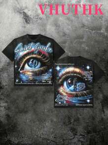 (220 Pure Cotton T-Shirt)    The Eye Of Space      Printing Y2k Style Printing Men's Summer Round Neck Short Sleeved Casual Cotton