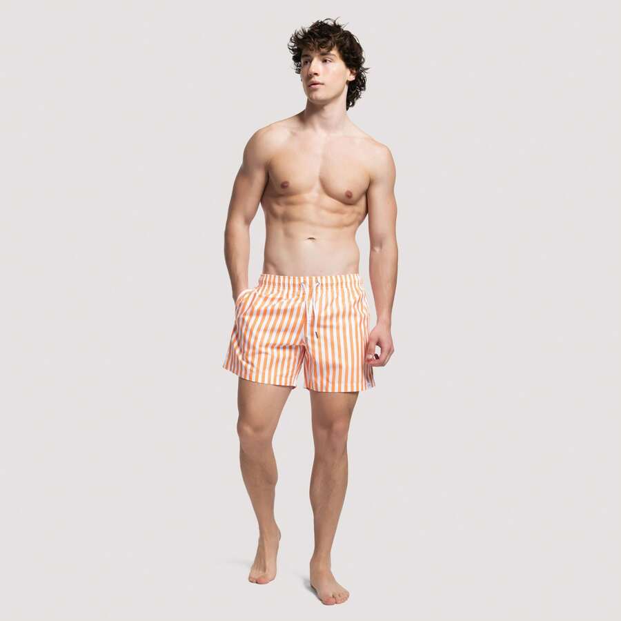 Apres Life Orange Stripe Swimshorts - Orange - View 1