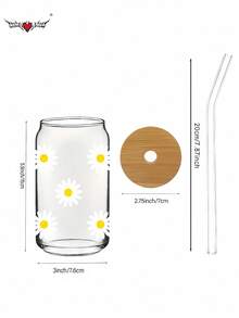 500ml/16.91oz Unique Font Coffee Glass Straw Cup, Reusable Glass Material For Coffee, Milk Tea, Water Saudi National Day Saudi Saudi Arabia - Multicolor - View 8